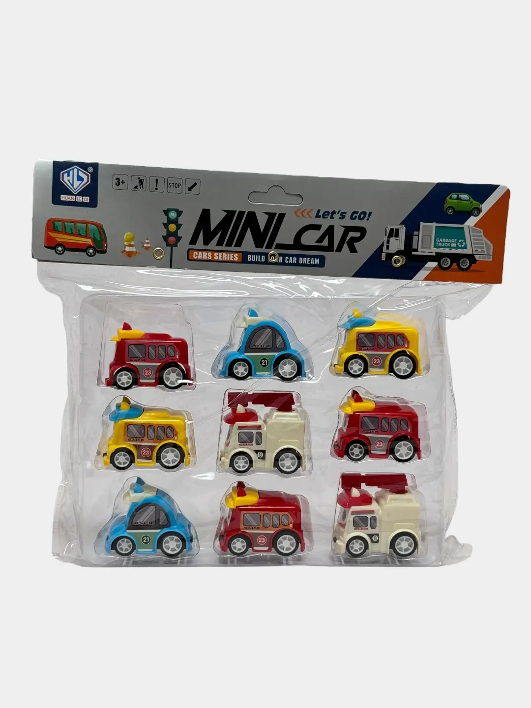 Набор инерционных машинок MINI CAR, 9 шт, для детей от 3 лет, безопасный пластик