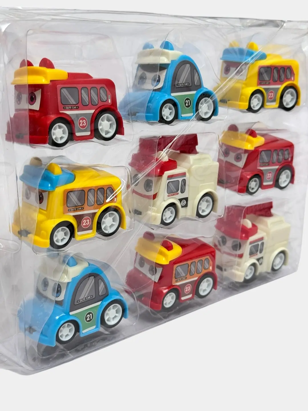 MINI CAR tortma mashinalar to'plami, 9 dona, 3 yoshdan oshgan bolalar uchun, xavfsiz plastmassa — 4-rasm