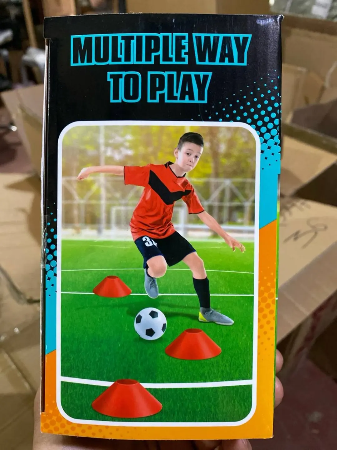 LED yoritgichli futbol darvozasi, To'p va konuslar to'plami, 3 yoshdan oshgan bolalar uchun, Rivojlantiruvchi sport o'yini — 4-rasm