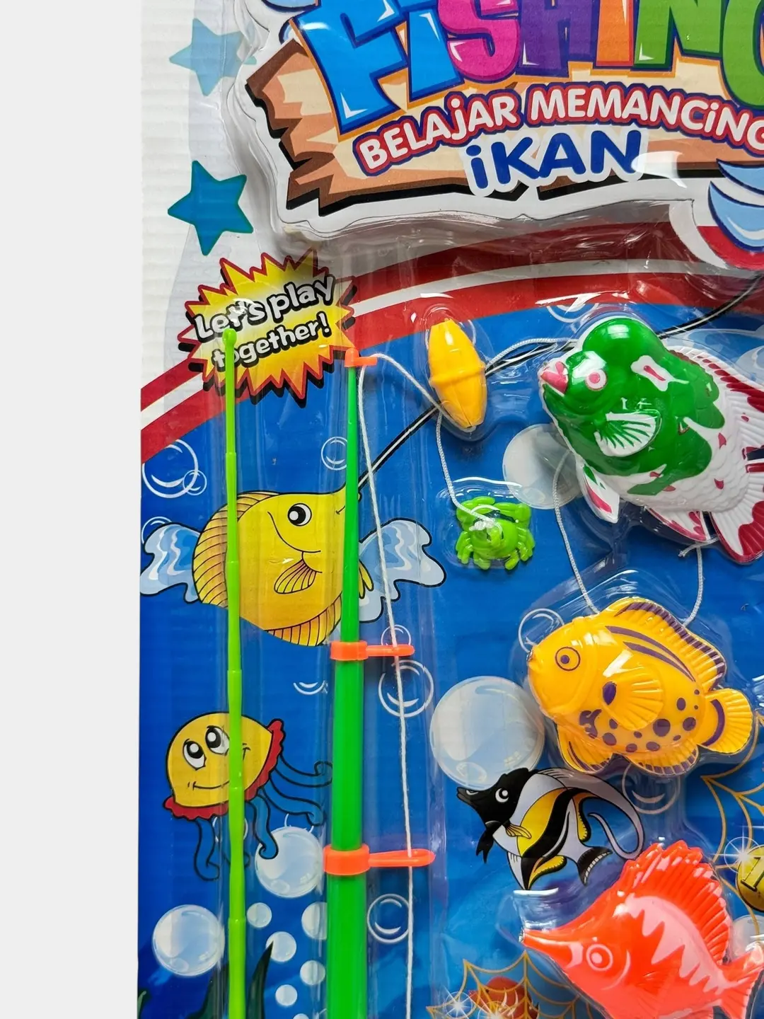Bolalar uchun baliq ovi to'plami, 12 detal, 2 qarmog' va dengiz hayvonlari — 5-rasm
