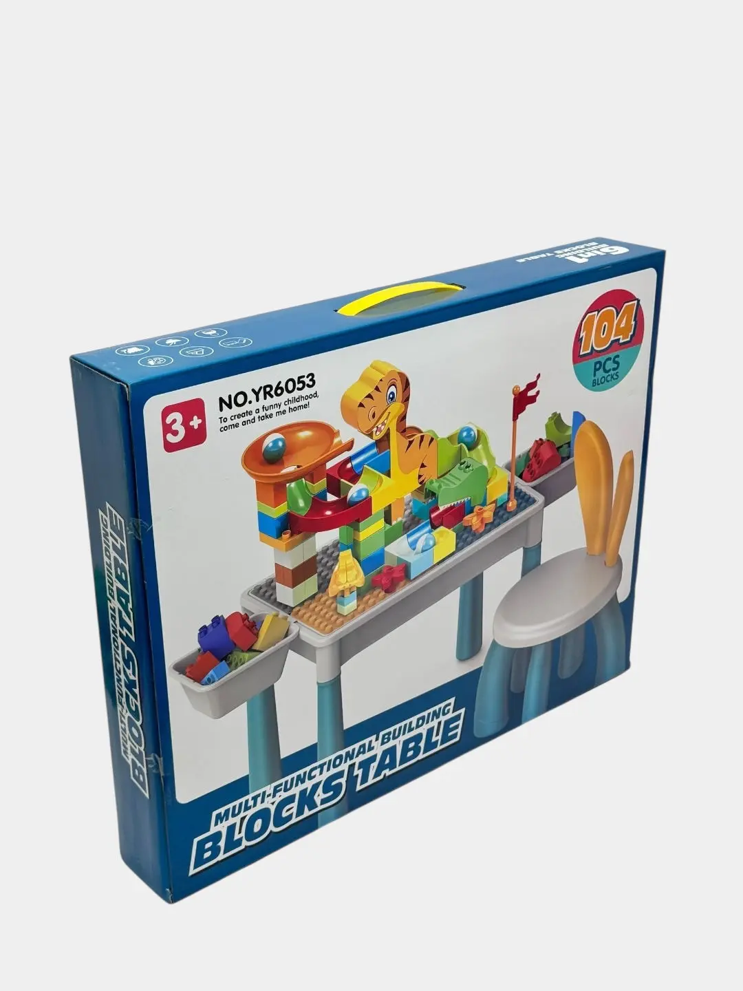 Bolalar rivojlantiruvchi konstruktor-stoli, stulcha va Marble Run labirinti bilan, 104 qism