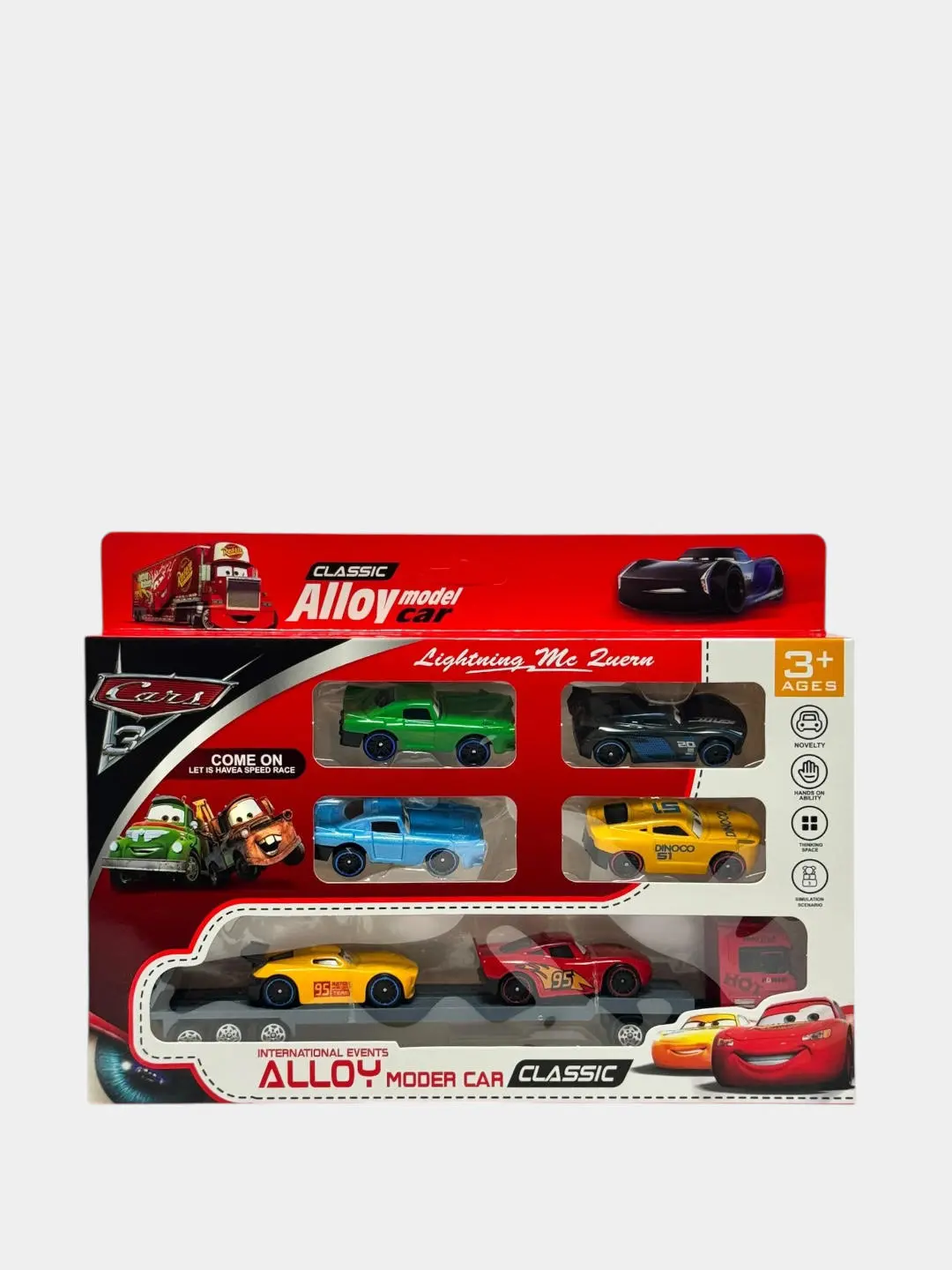 Bolalar uchun 7 ta metall model mashinalar to'plami Lightning McQueen — 2-rasm