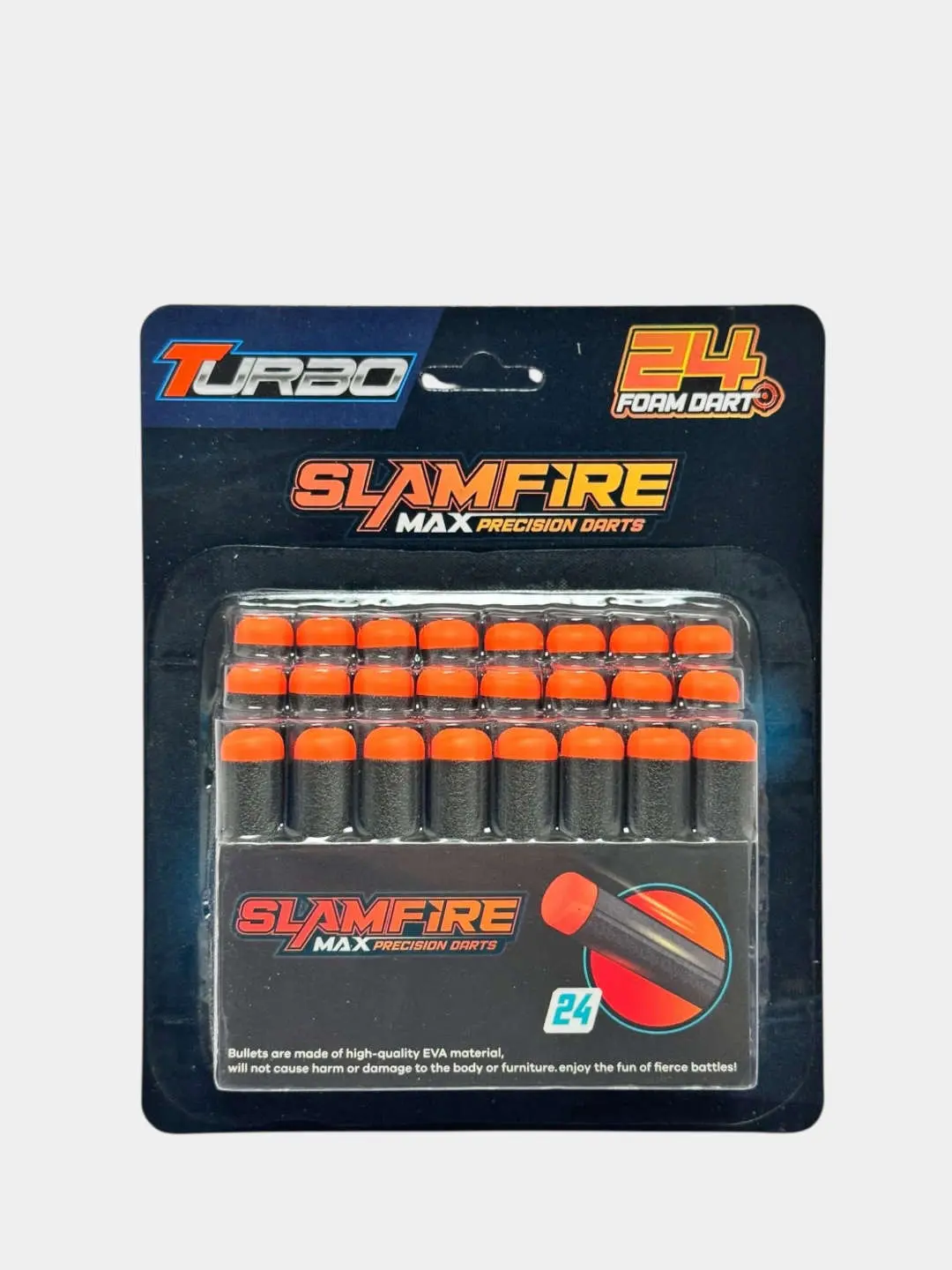 SLAMFIRE MAX PRECISION TURBO ko'pikli dorotkalar, 24 dona, EVA materiali, 3 yoshdan katta bolalar uchun, Xavfsiz