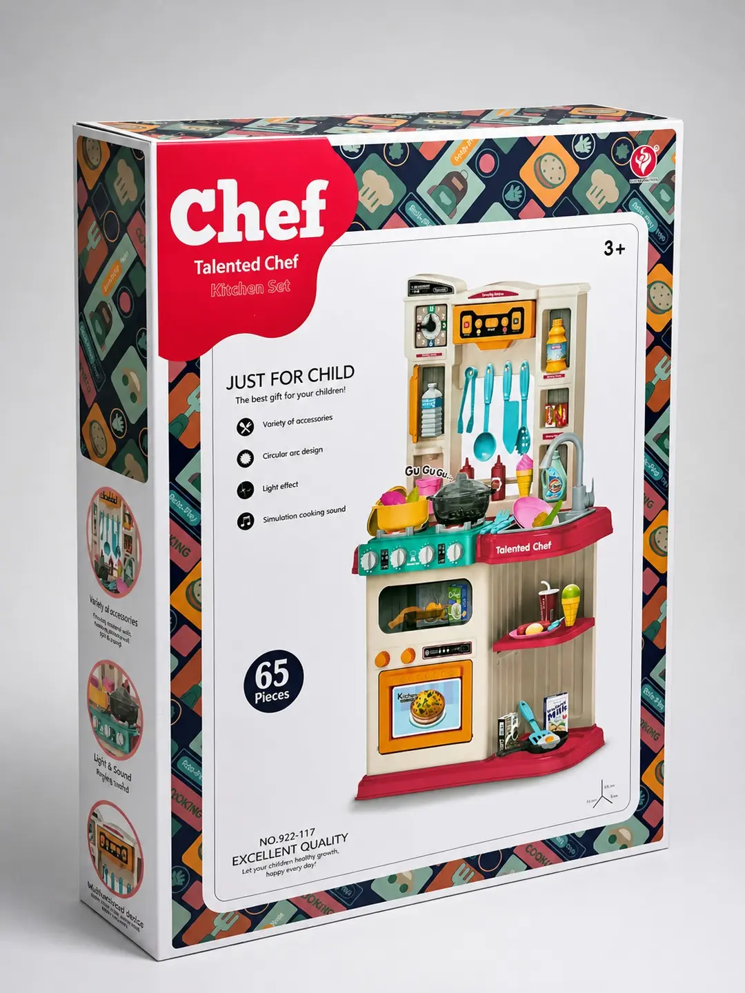 Chef oshxona o'yin to'plami, 65 dona, interaktiv, 3 yoshdan oshgan bolalar uchun — 2-rasm
