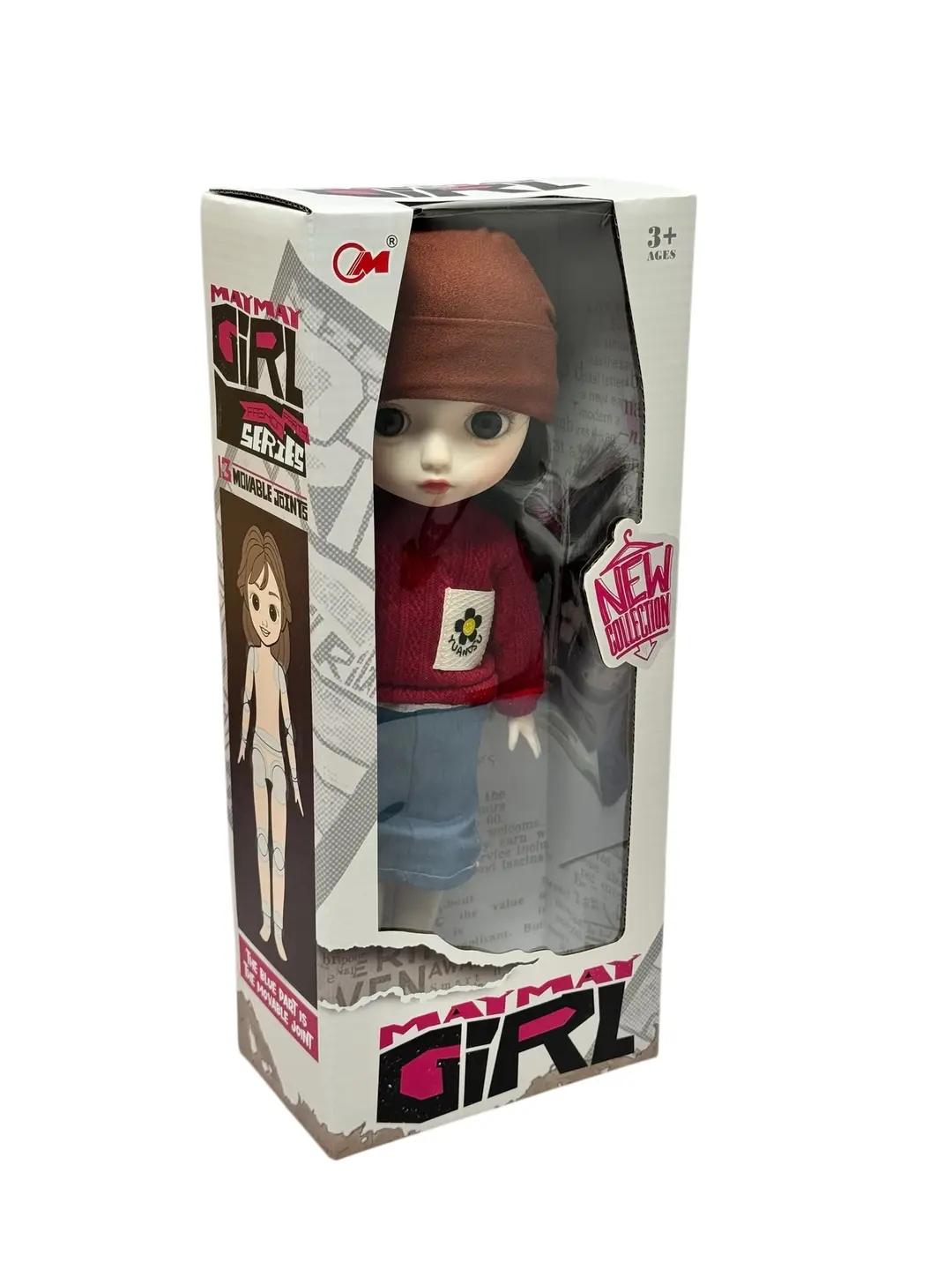 May May Girl qo'g'irchog'i sharnirli, 13 ta harakatlanuvchi bo'g'inli, qizlar uchun