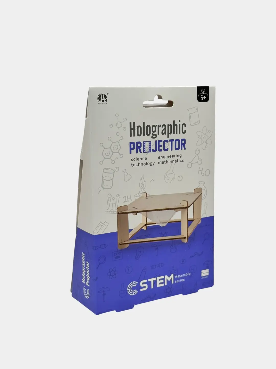 STEM konstruktor golografik proyektor, Yog'och o'quv to'plami, 6 yoshdan oshgan bolalar uchun, Optika va 3D tasvirlar