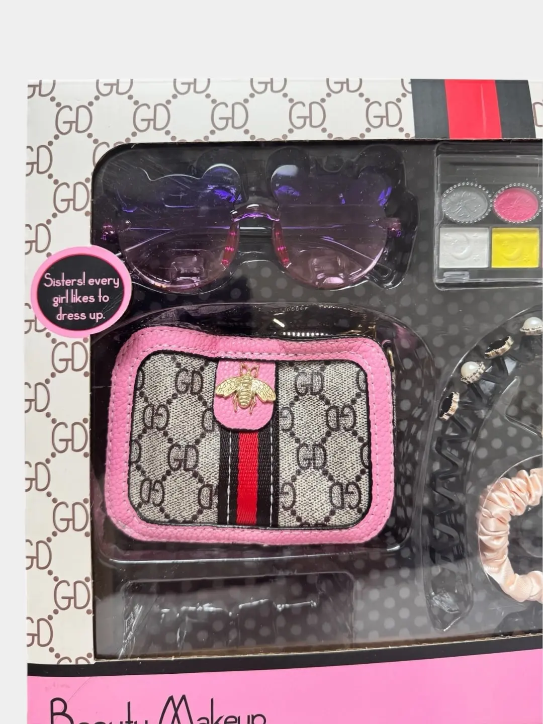 Qizlar uchun Beauty Makeup aksessuarlar to'plami, sumka, ko'zoynak va soat bilan — 3-rasm
