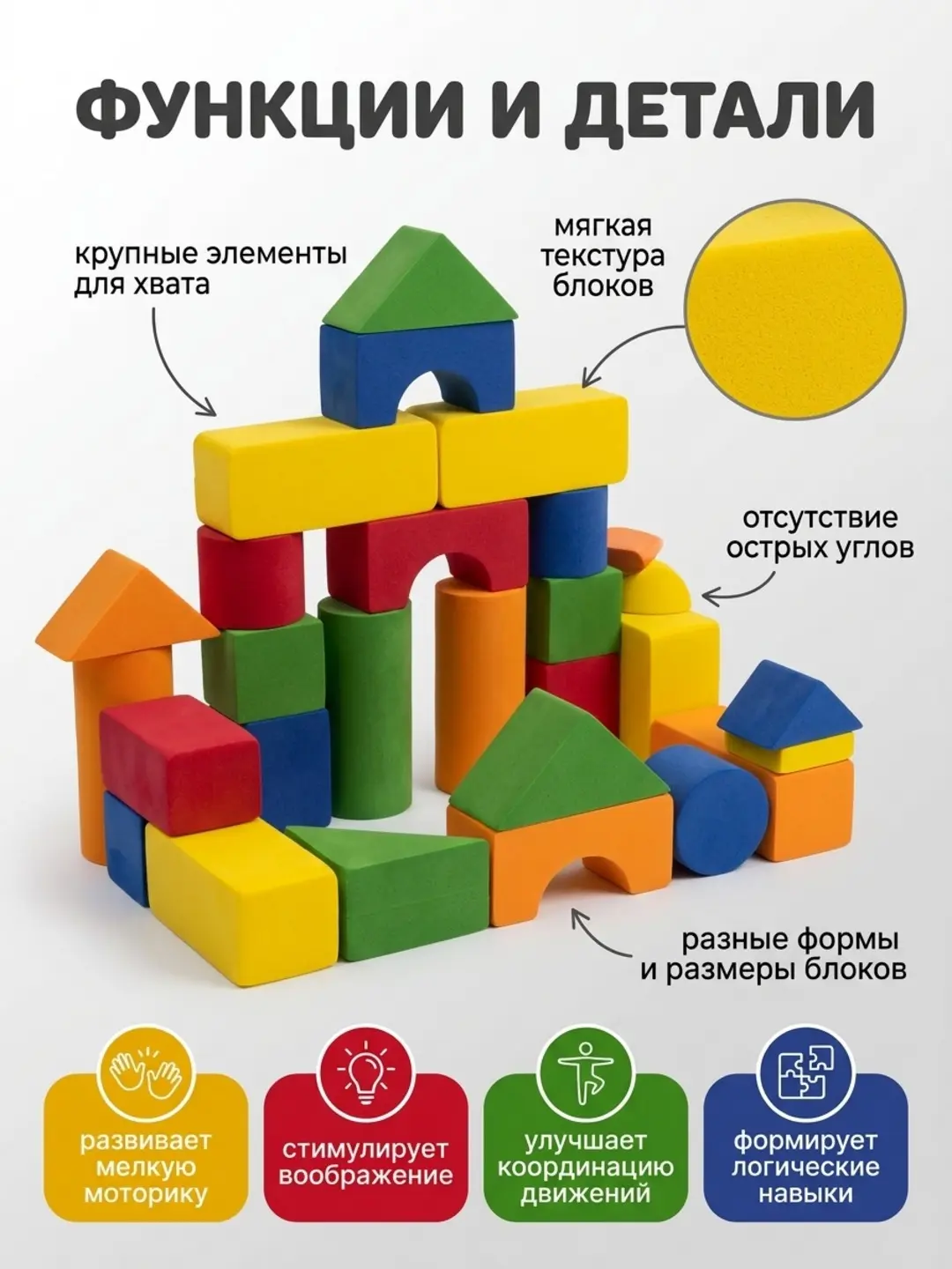 Yumshoq Building Block Series konstruktori bolalar rivojlanishi uchun 3 yoshdan katta — 3-rasm