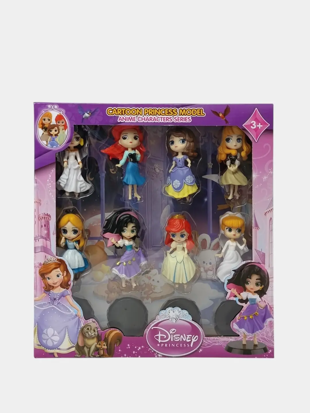 Disney malikalari o'yinchoq figuralar to'plami, 8 dona, qizlar uchun kolleksiya to'plami — 2-rasm