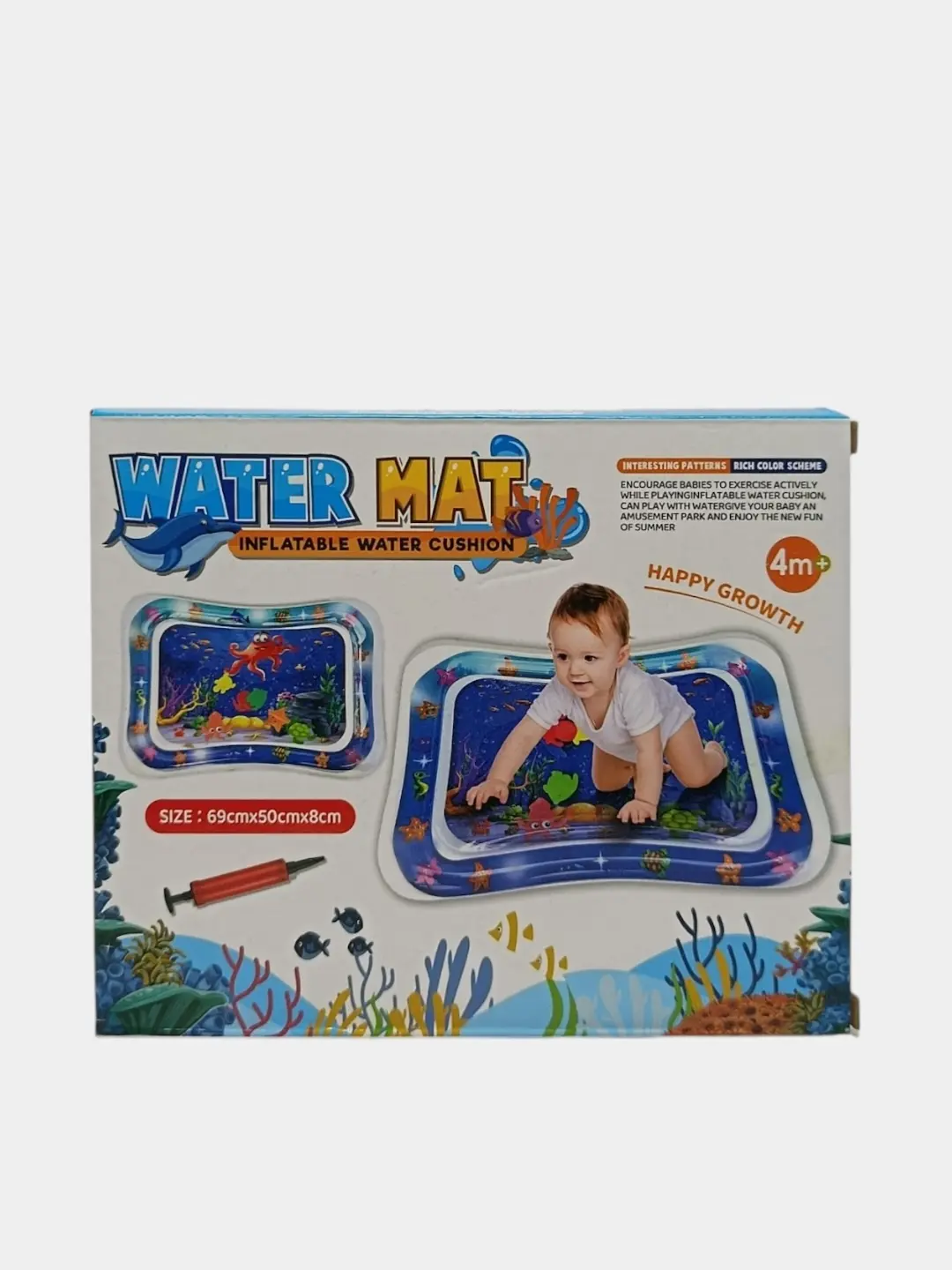 Suvli puflama gilamcha Water Mat, 4 oydan katta chaqaloqlar uchun, Motorika rivojlanishi uchun — 3-rasm