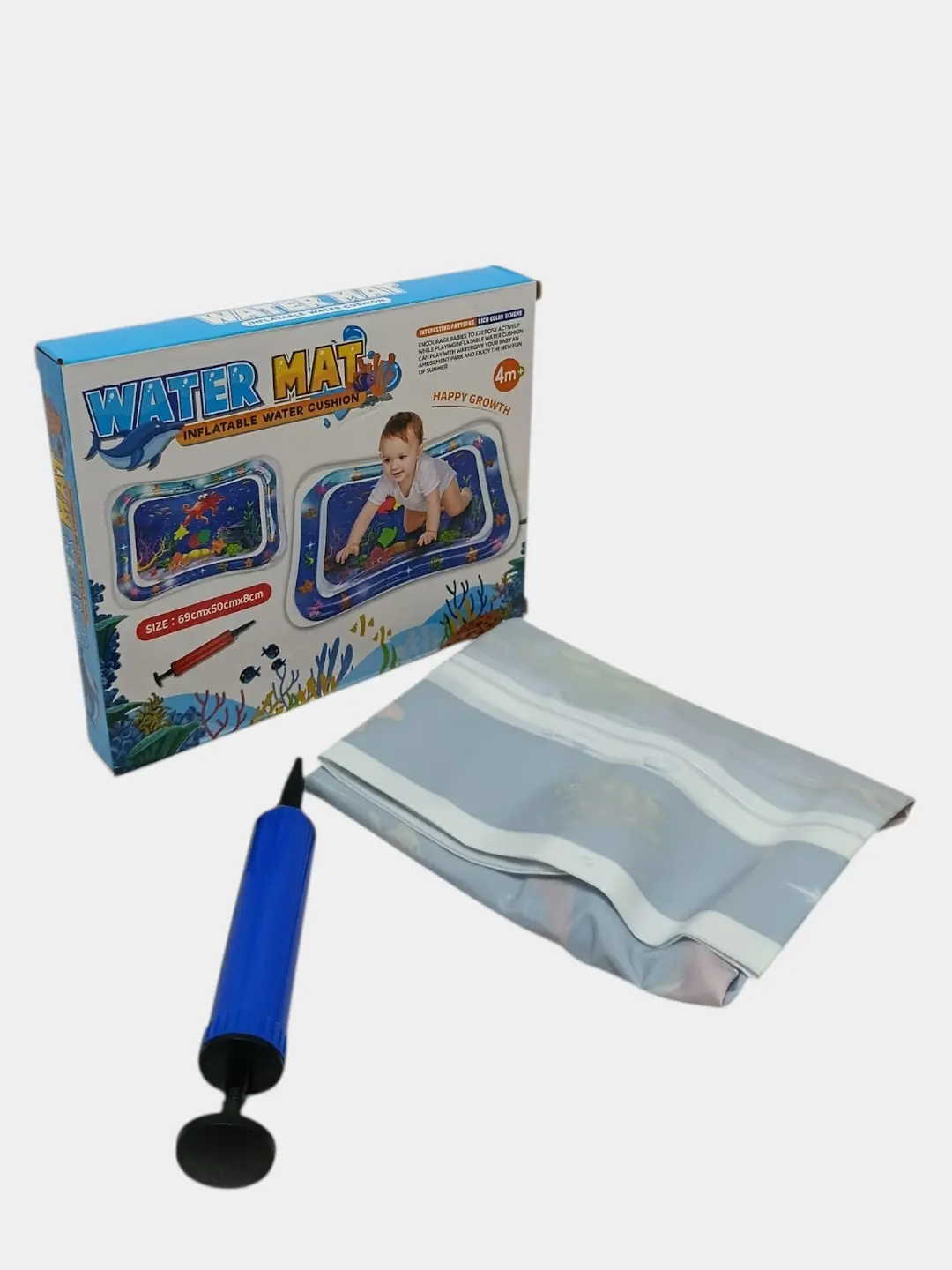 Suvli puflama gilamcha Water Mat, 4 oydan katta chaqaloqlar uchun, Motorika rivojlanishi uchun — 4-rasm