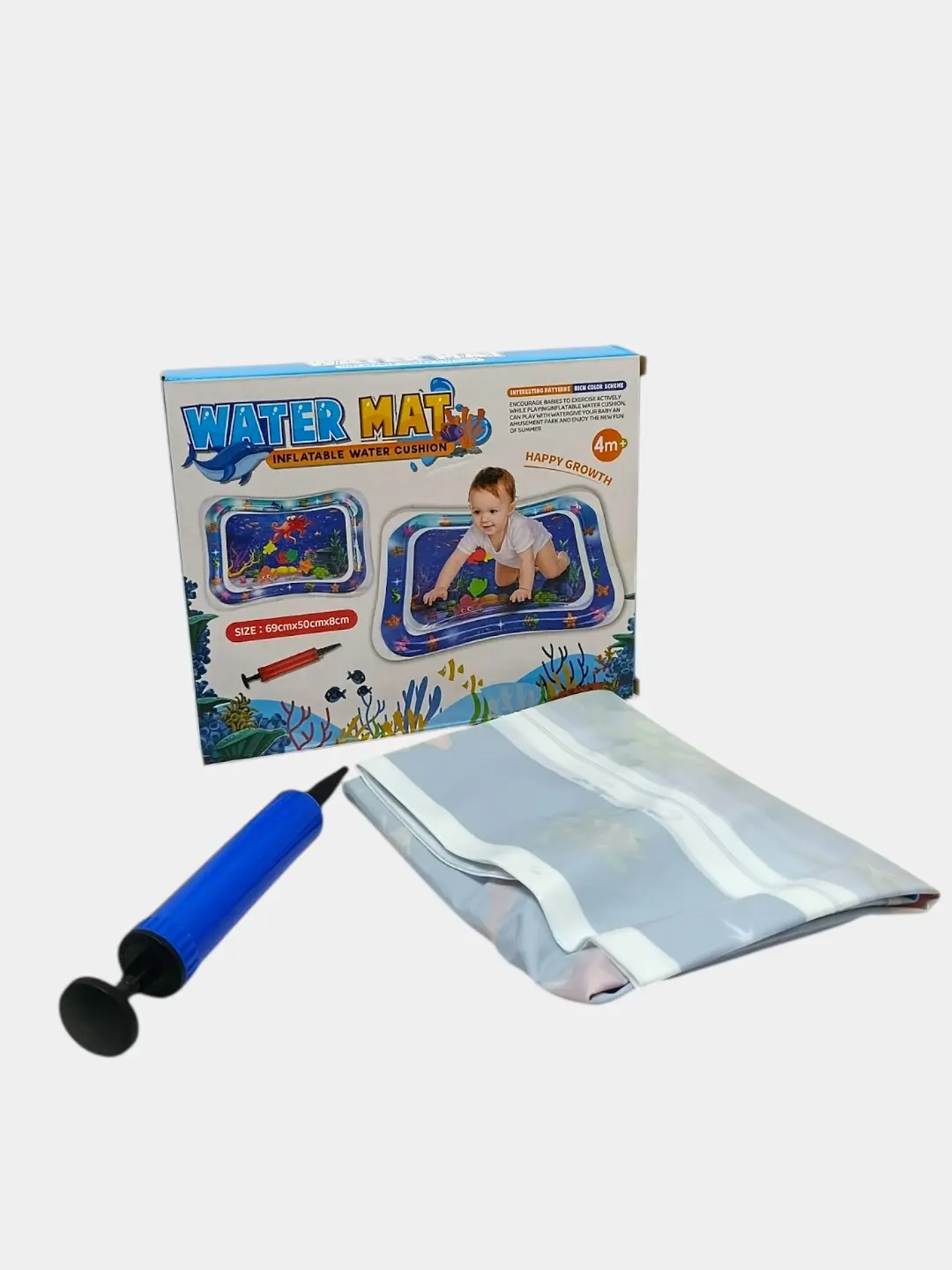 Suvli puflama gilamcha Water Mat, 4 oydan katta chaqaloqlar uchun, Motorika rivojlanishi uchun — 5-rasm