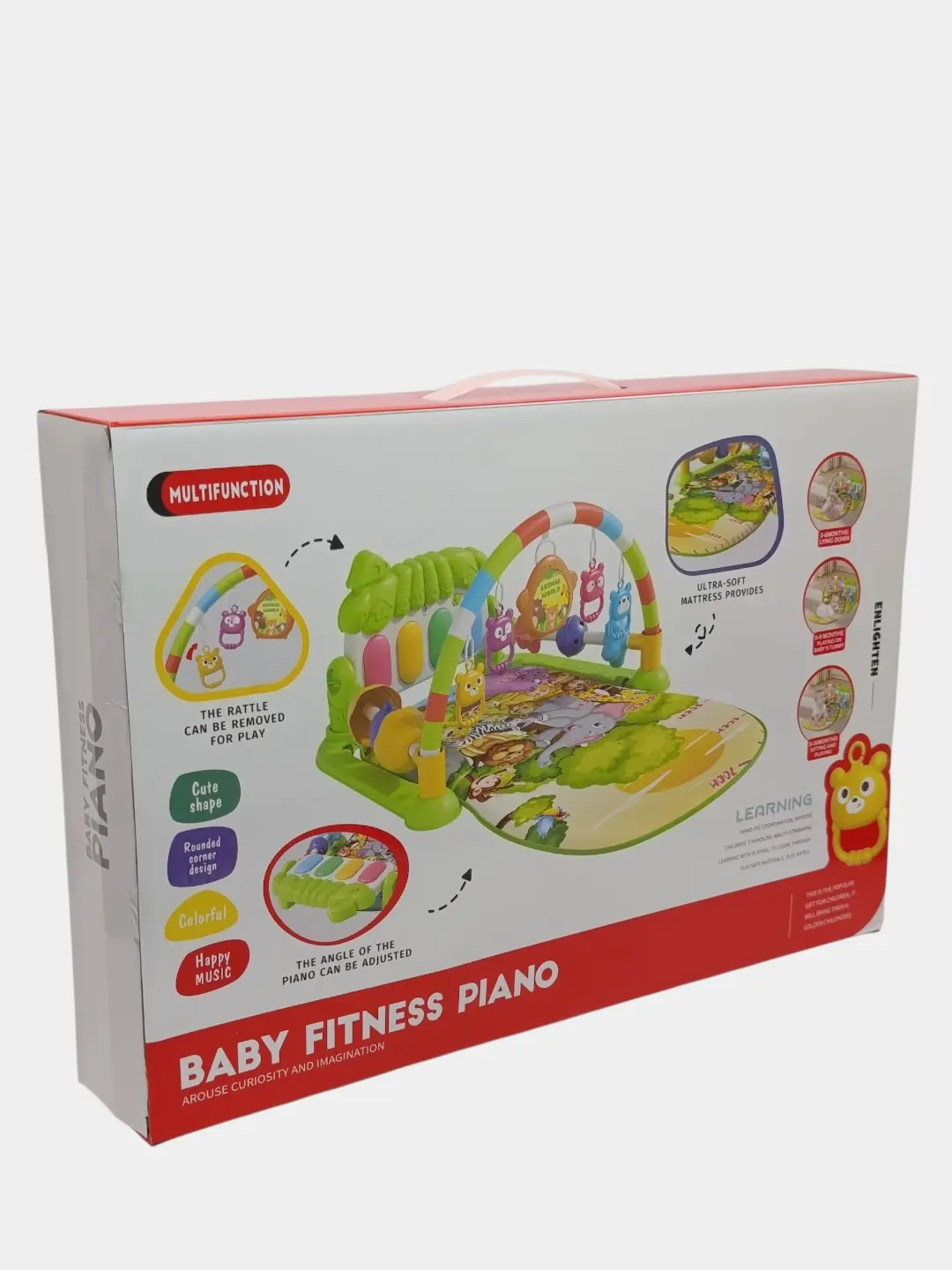 Chaqaloqlar uchun Baby Fitness Piano musiqiy o'yin gilamchasi, shiqildoqli va pianinoli