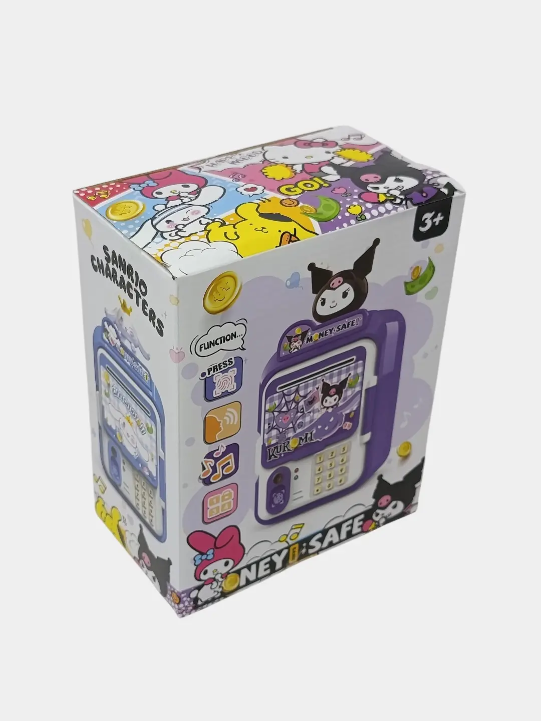Интерактивный сейф Kurumi Sanrio, Сенсорный кодовый замок, Для детей 3+ лет, Свет и звук