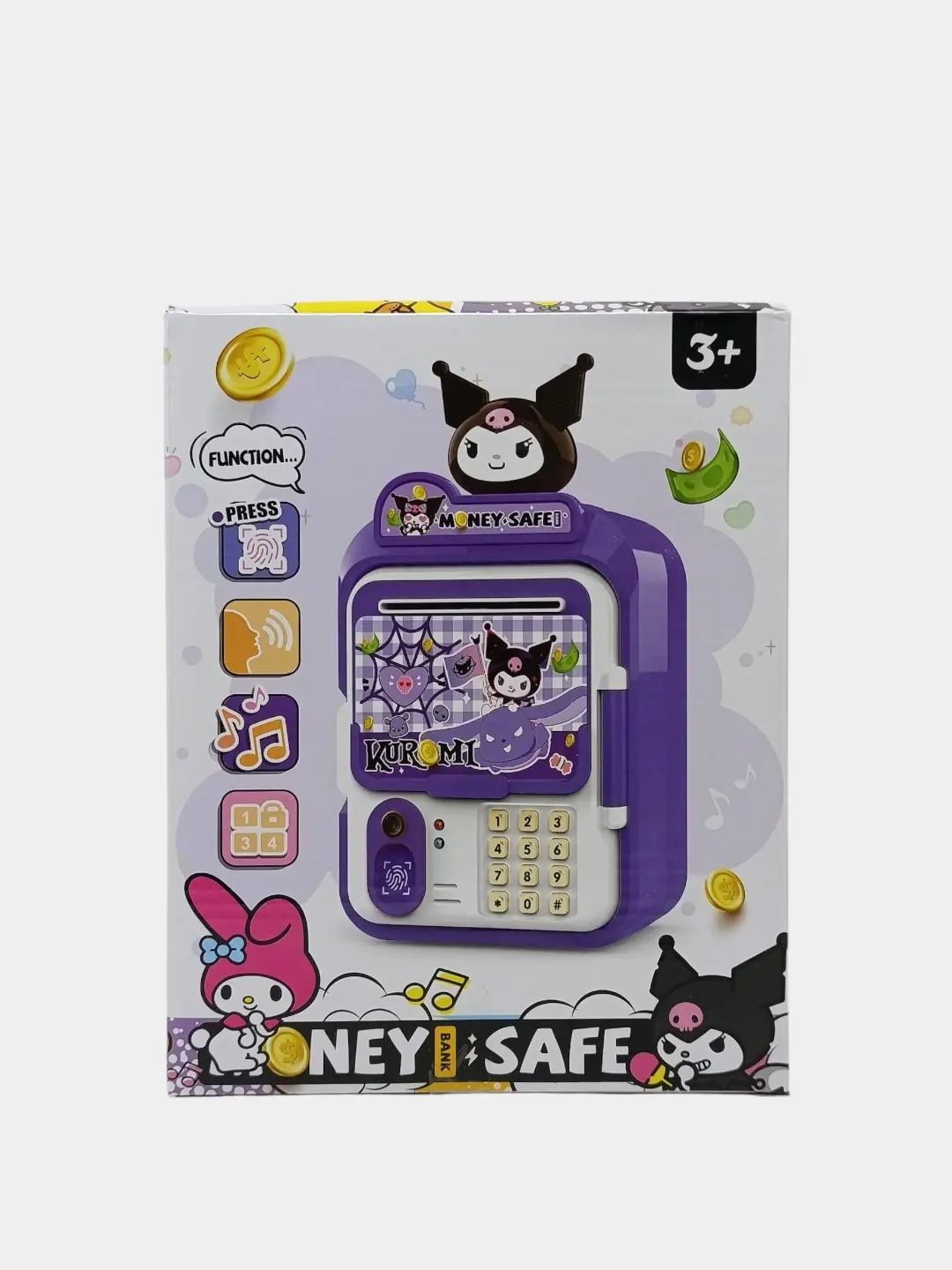 Kurumi Sanrio interaktiv seyfi, Sensorli kodli qulf, 3+ yosh bolalar uchun, Yorug'lik va ovoz — 2-rasm