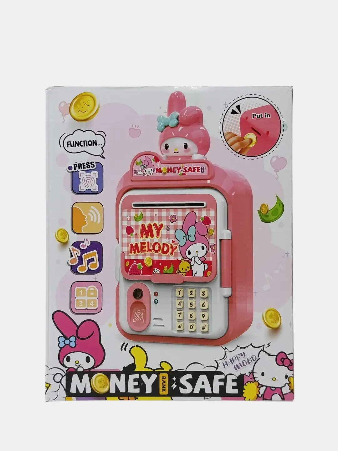 Kurumi Sanrio interaktiv seyfi, Sensorli kodli qulf, 3+ yosh bolalar uchun, Yorug'lik va ovoz — 3-rasm