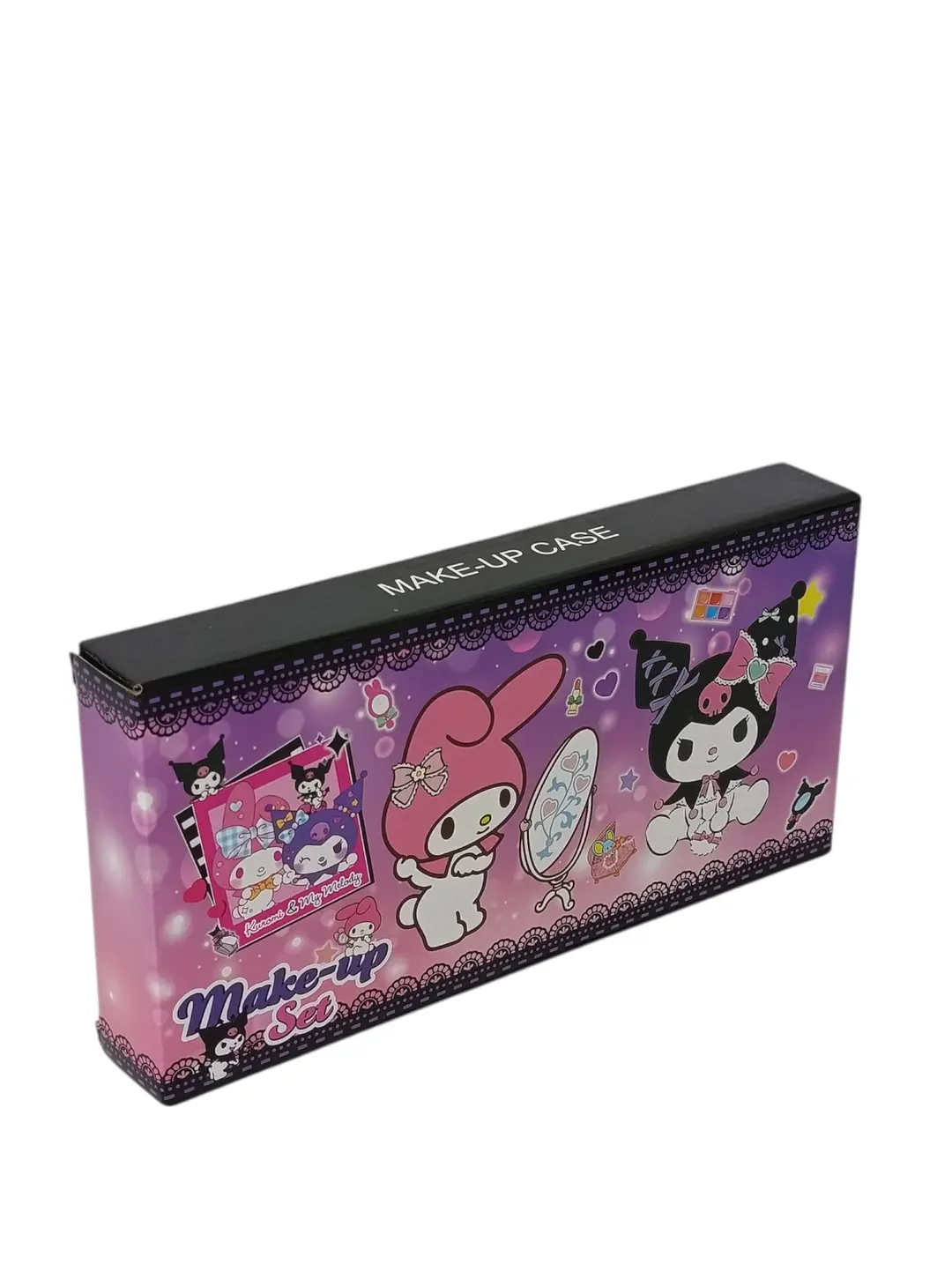 Qizlar uchun Kuromi Sanrio bolalar kosmetika to'plami, chamadonda