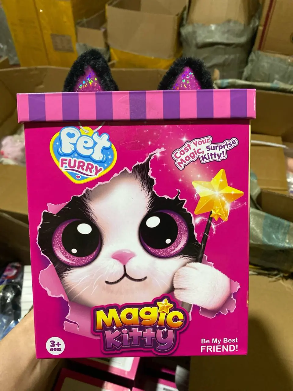 Мягкая интерактивная игрушка-сюрприз Magic Kitty, Развивающий плюшевый котенок, Для детей от 3 лет, Подарочный набор