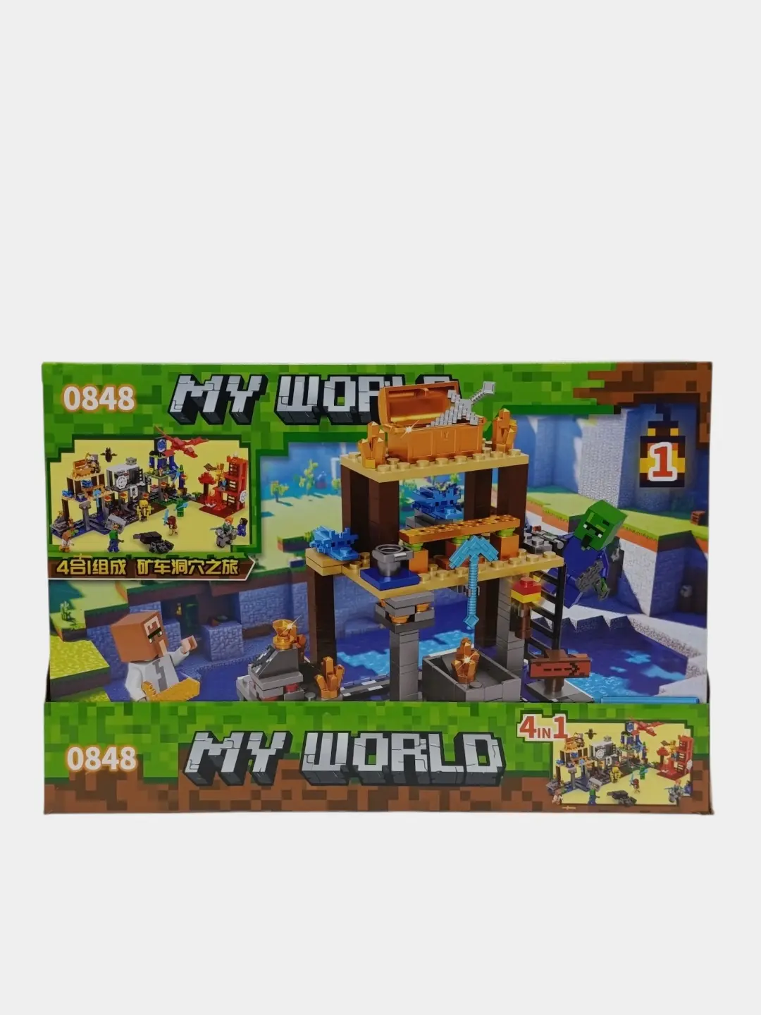 Bolalar konstruktori Minecraft My World Shaxta 4 tasi 1 da, o'yin to'plami