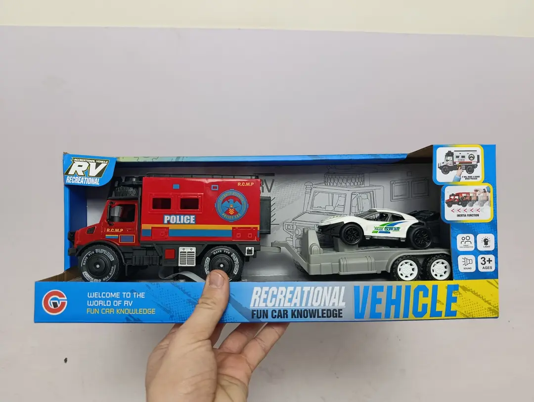 Politsiya mashinasi Recreational Vehicle inertsion, chiroq va ovozli o'yinchoq to'plami