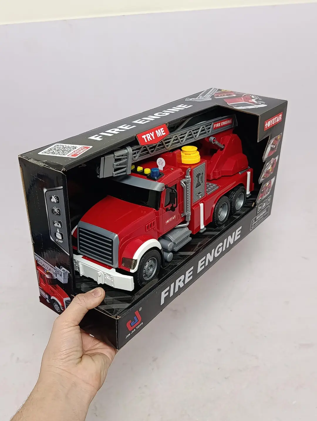 O't o'chirish mashinasi 1:16 JIN JIA TOYS chiroqli, ovozli va narvonli bolalar uchun