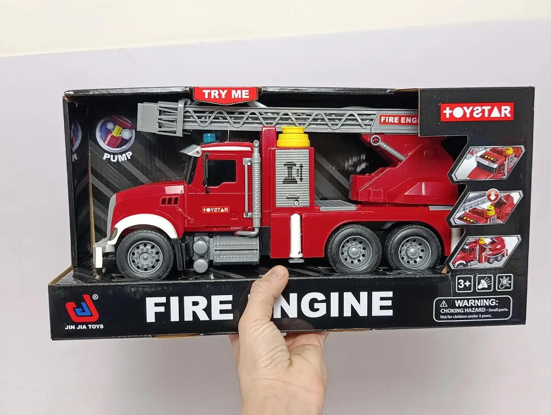 O't o'chirish mashinasi 1:16 JIN JIA TOYS chiroqli, ovozli va narvonli bolalar uchun — 2-rasm
