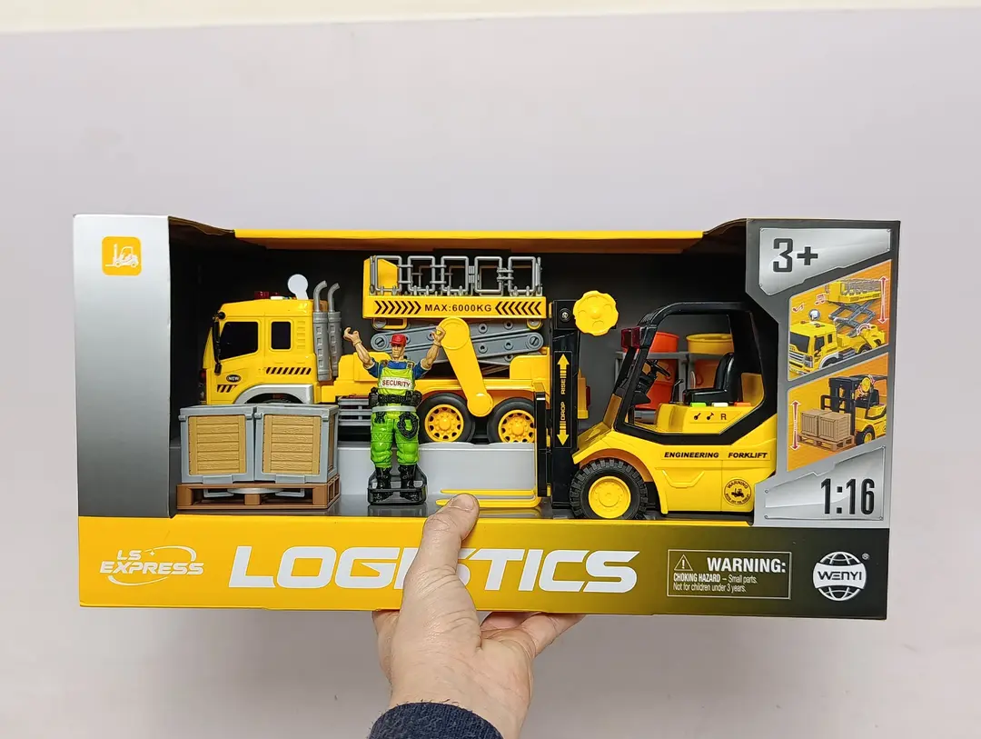 Wenyi Logistics o'yin to'plami vilkali yuk ko'targich va lift mashinalar bilan 1:16 — 2-rasm