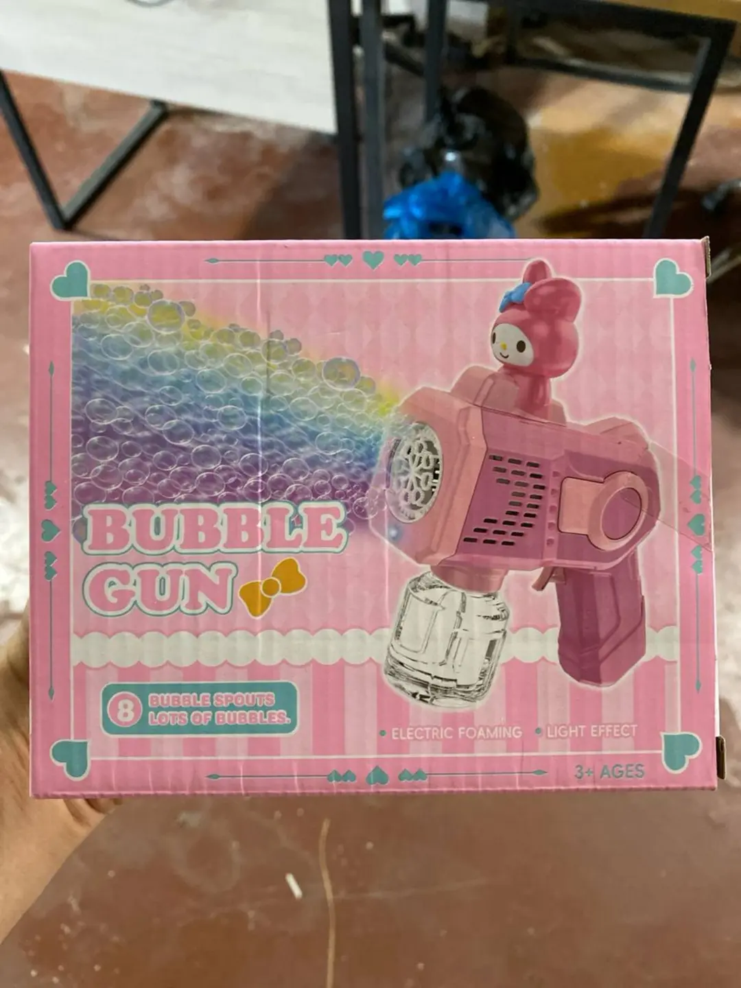 My Melody avtomatik sovun pufakchalari mashinasi, 8 kanalli va chiroqli, Qiz bolalar uchun, Sifatli plastik korpus