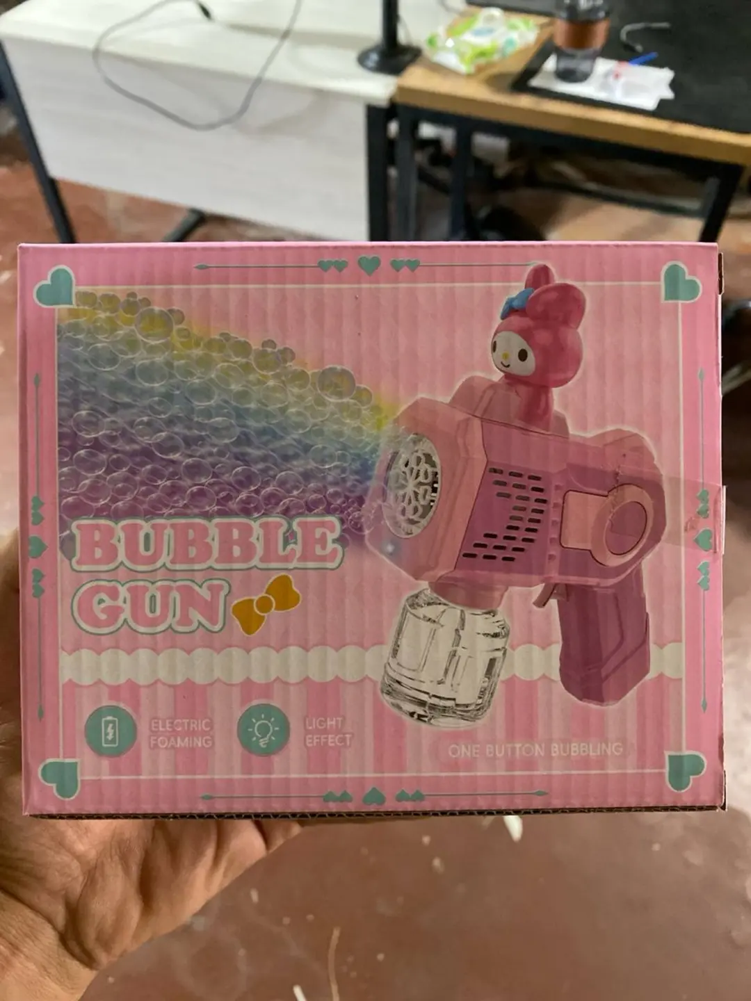 My Melody avtomatik sovun pufakchalari mashinasi, 8 kanalli va chiroqli, Qiz bolalar uchun, Sifatli plastik korpus — 2-rasm