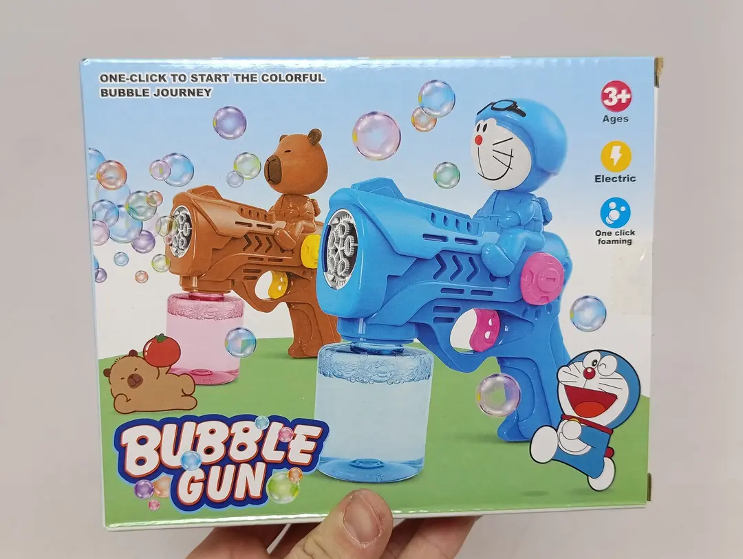 Elektr sovunli pufakchalar to'pponchasi Bubble Gun avtomatik Stich va Shin-tyan — 2-rasm