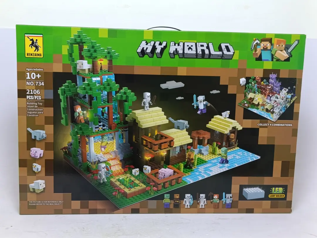 Konstruktor Maynkraft My World RENZAIMA Qishloq va ferma, LED blokli, 2106 qism