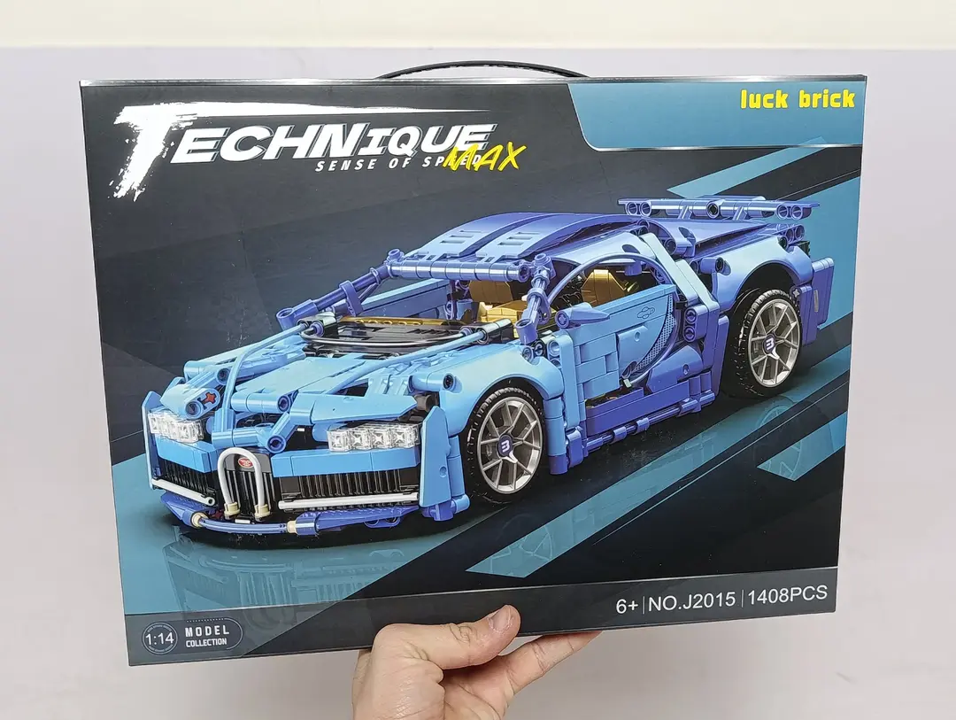 Bugatti Chiron konstruktori inertsion modeli, 1:14 masshtab 1408 detal, O'g'il bolalar uchun sovg'a — 2-rasm