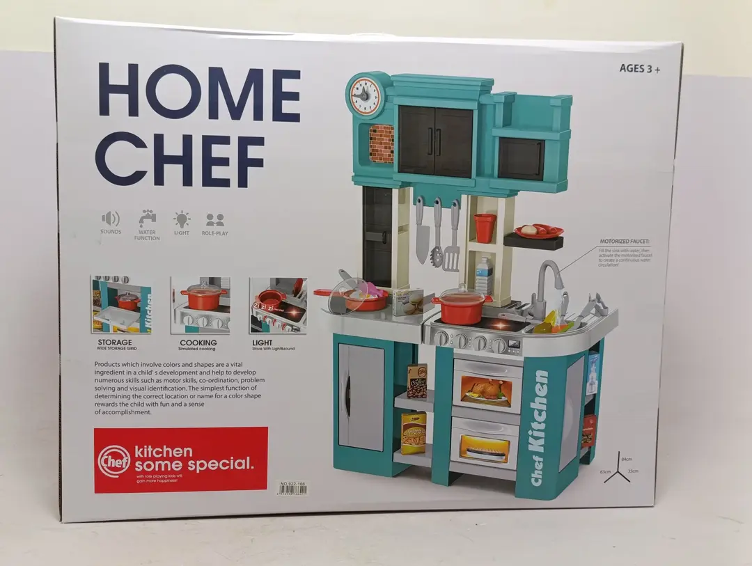 Bolalar o'yinchoq oshxonasi Home Chef, suv, chiroq va ovozli, 60 ta buyum — 6-rasm