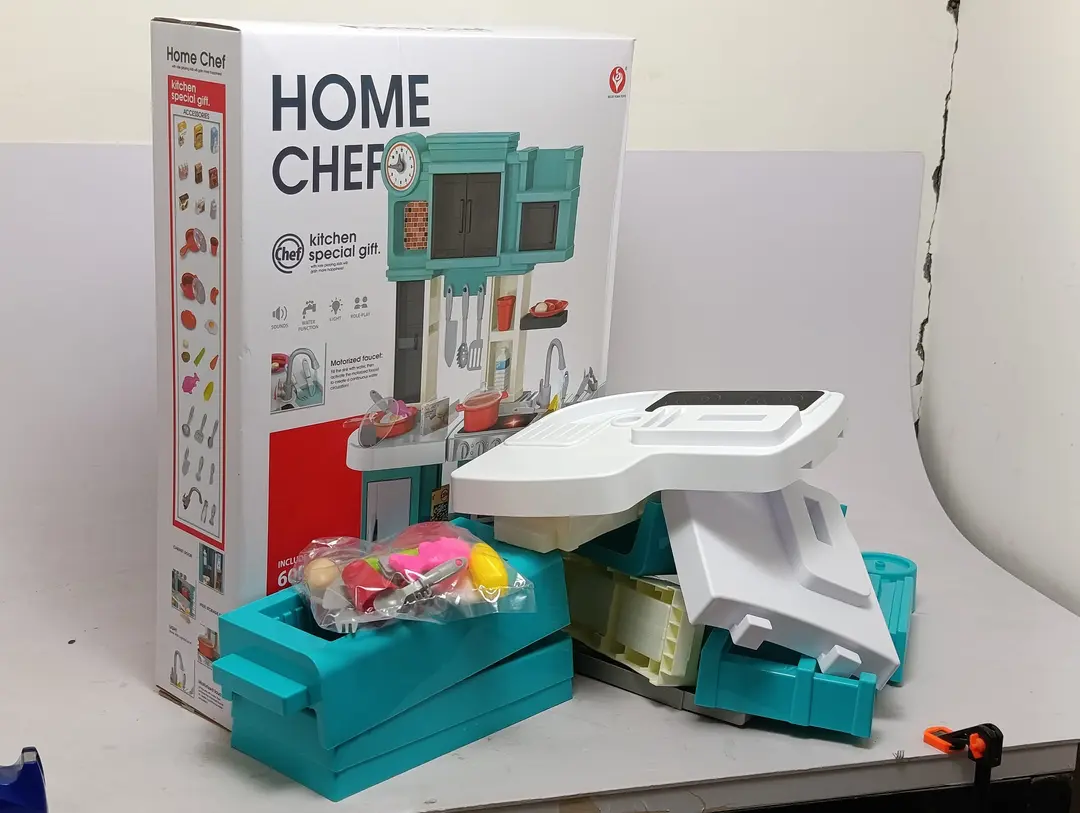 Bolalar o'yinchoq oshxonasi Home Chef, suv, chiroq va ovozli, 60 ta buyum — 9-rasm