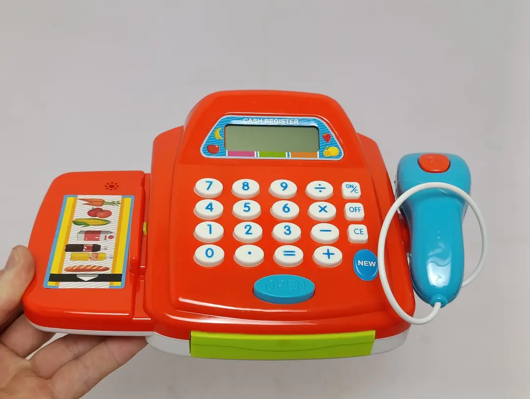 MINISHOP aqlli kassasi chiroq va ovozli, kalkulyator, skaner, batareykalar to'plamda — 5-rasm
