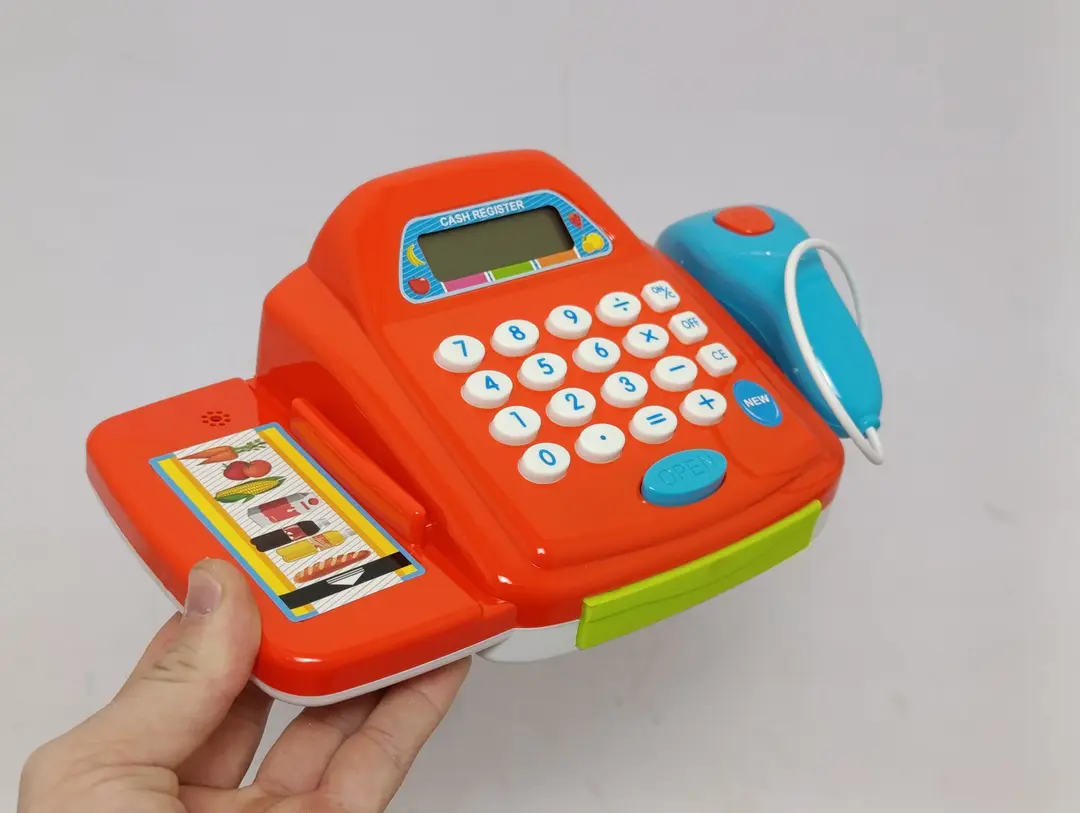 MINISHOP aqlli kassasi chiroq va ovozli, kalkulyator, skaner, batareykalar to'plamda — 6-rasm