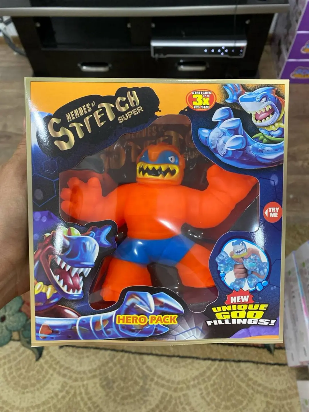 Cho'ziluvchan Heroes of Stretch Super figurasi, Antistress o'yinchoq, 4-12 yoshli bolalar uchun, Superqahramon monstr