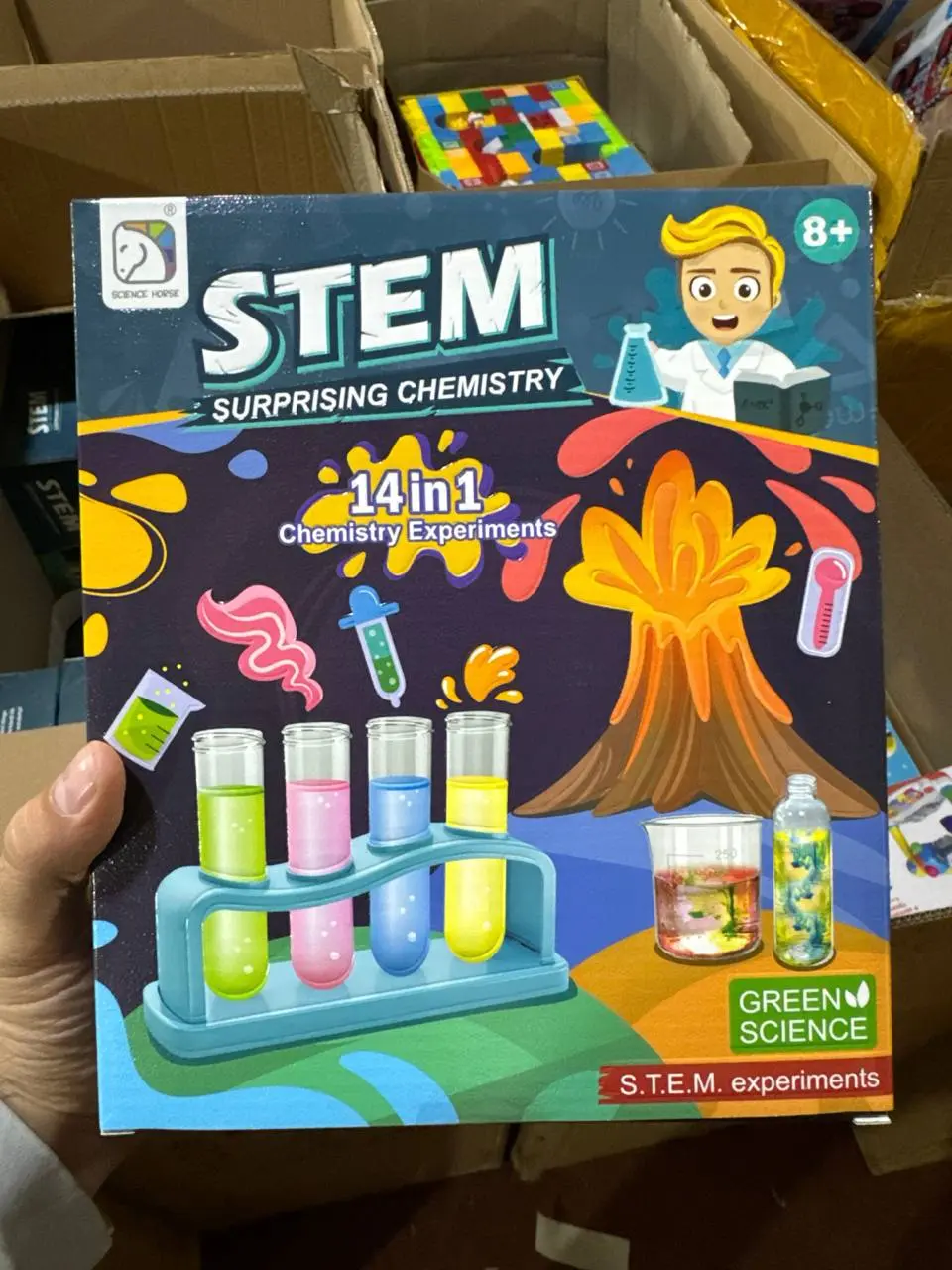 Bolalar uchun STEM 14 tasi 1 da ilmiy to'plam, Kimyo va qiziqarli tajribalar, 8 yoshdan katta bolalarga