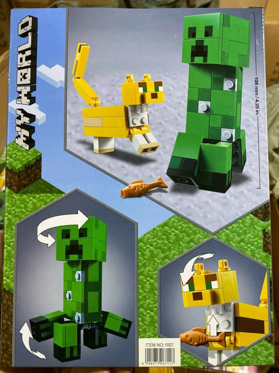 Rivojlantiruvchi Minecraft konstruktori Kriper va Otselot, 184 detal, 8 yoshli bolalar uchun, Harakatlanuvchi shakllar — 3-rasm