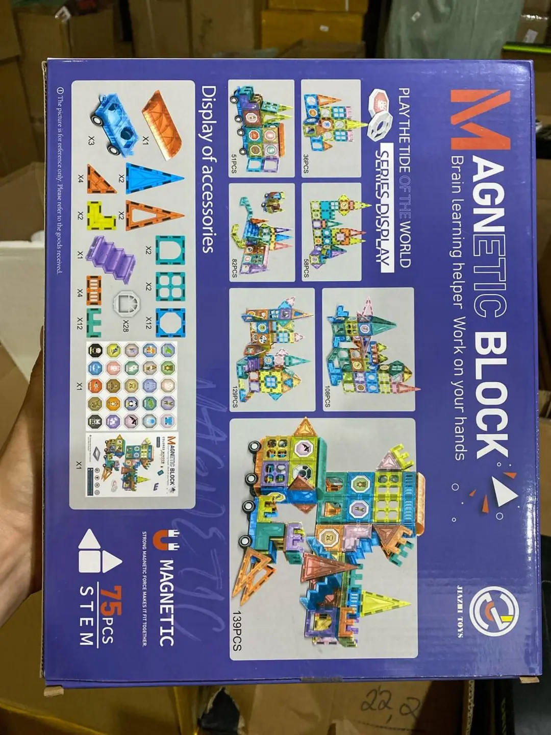 Магнитный конструктор Colored Window, 75 деталей с колесной базой, STEM игрушка для детей от 3 лет