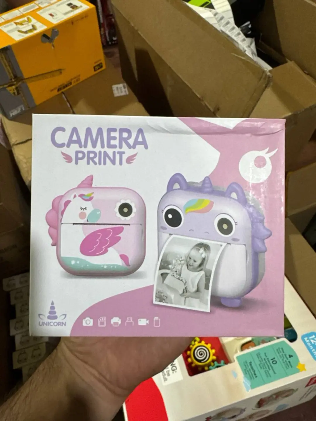Bolalar uchun bir zumda chop etuvchi fotoapparat Unicorn, Selfi kamera va video, 3-10 yoshli qizlar uchun sovg'a