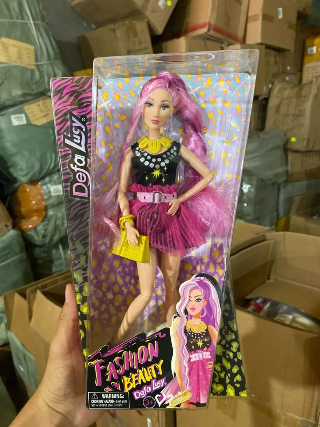 Defa Lucy Fashion Beauty qo'g'irchog'i sharnirli pushti sochli aksessuarlar bilan