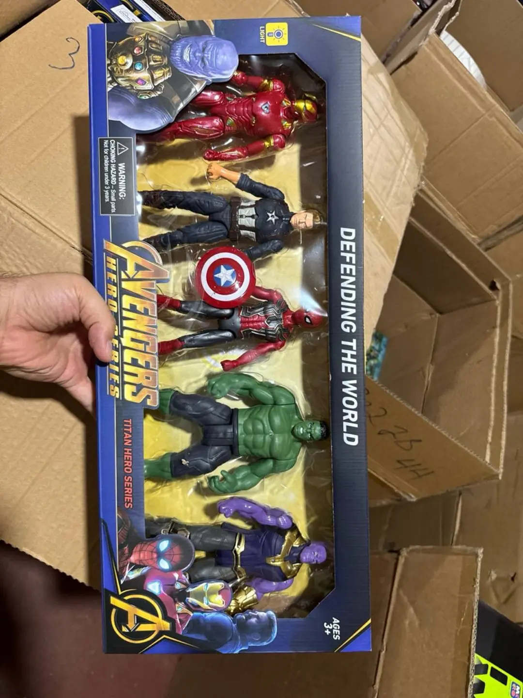 Marvel qahramonlari to'plami, 5 dona nurli, Bolalar uchun