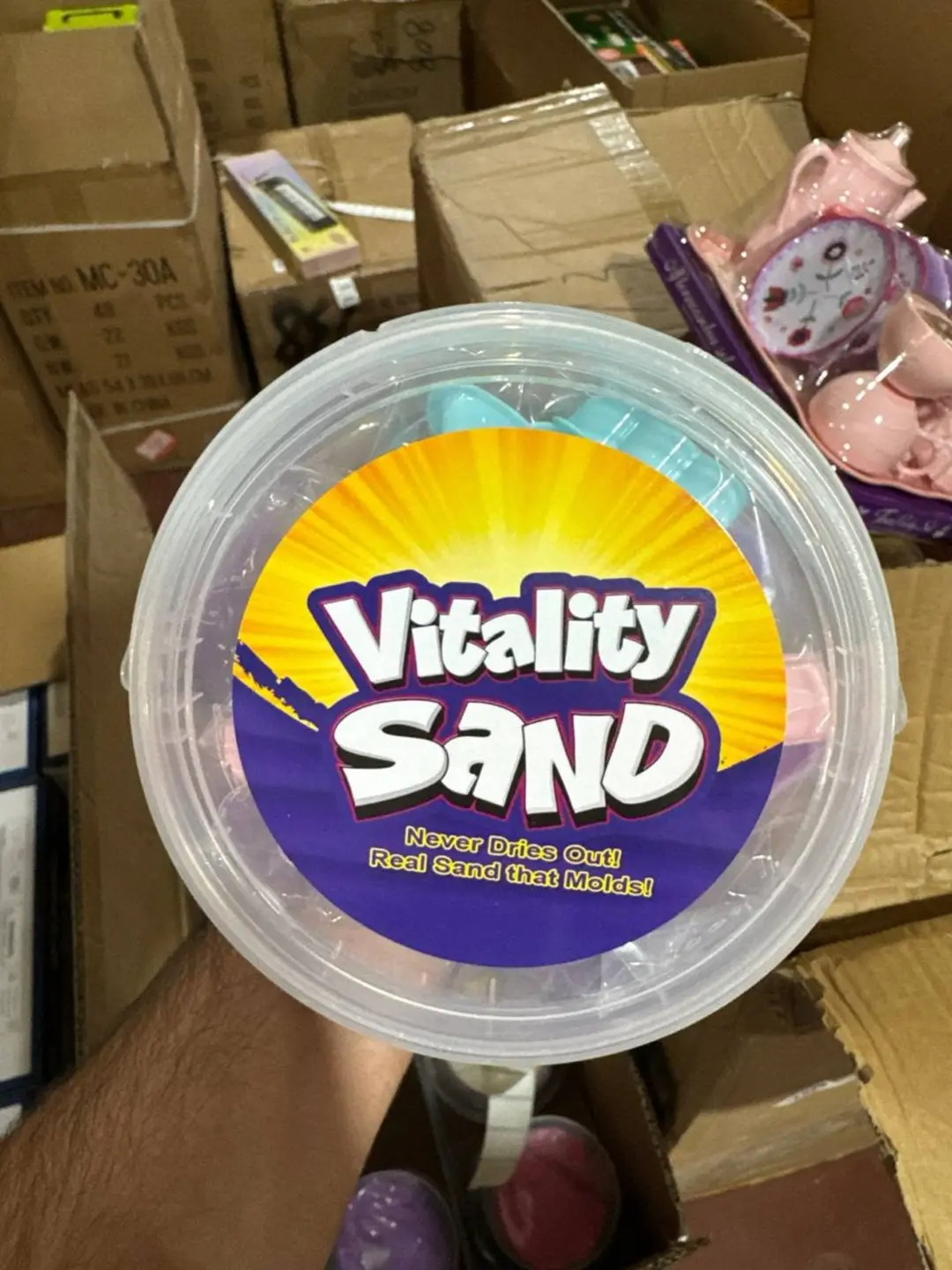 Vitality Sand kinetik qumi, qoliplar bilan idishda, bolalar uchun — 2-rasm