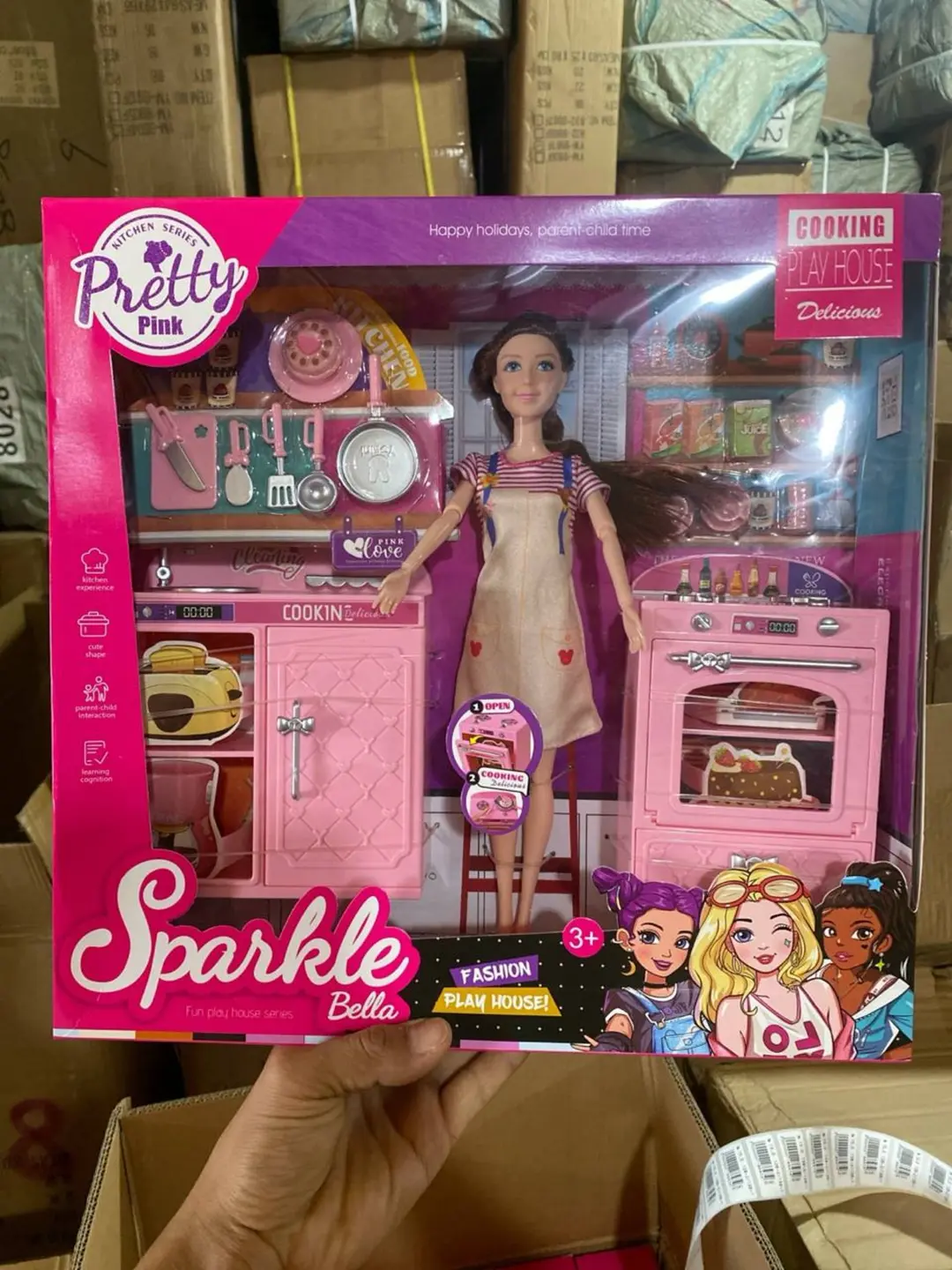 Игровой набор Кухня с куклой Sparkle Bella, плита и утварь, от 3 лет