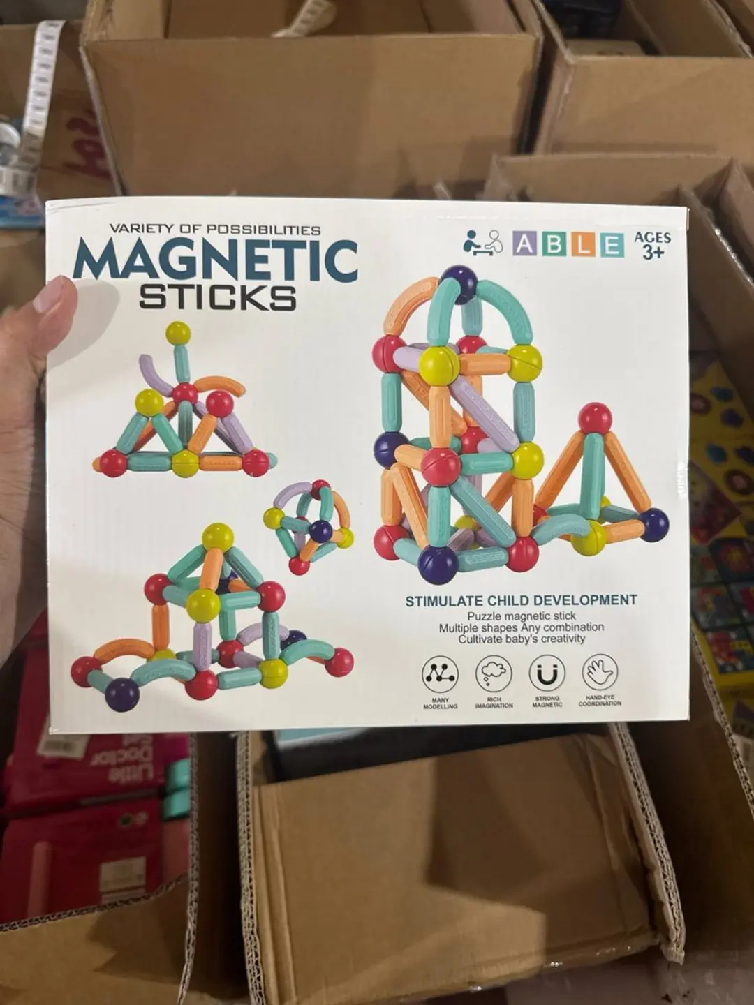 Magnitli konstruktor 3D tayoqchalar va sharlar, bolalar uchun rivojlantiruvchi to'plam