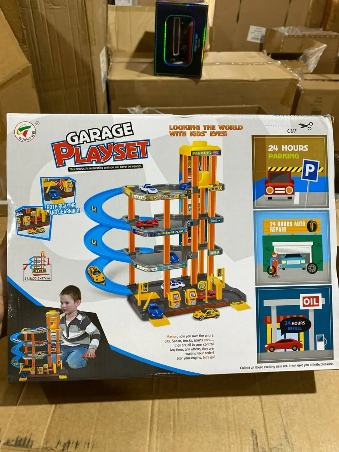 Bolalar o'yin to'plami Parking-garaj Guang Wei, 4 qavatli, lift va 2 ta mashina bilan — 6-rasm