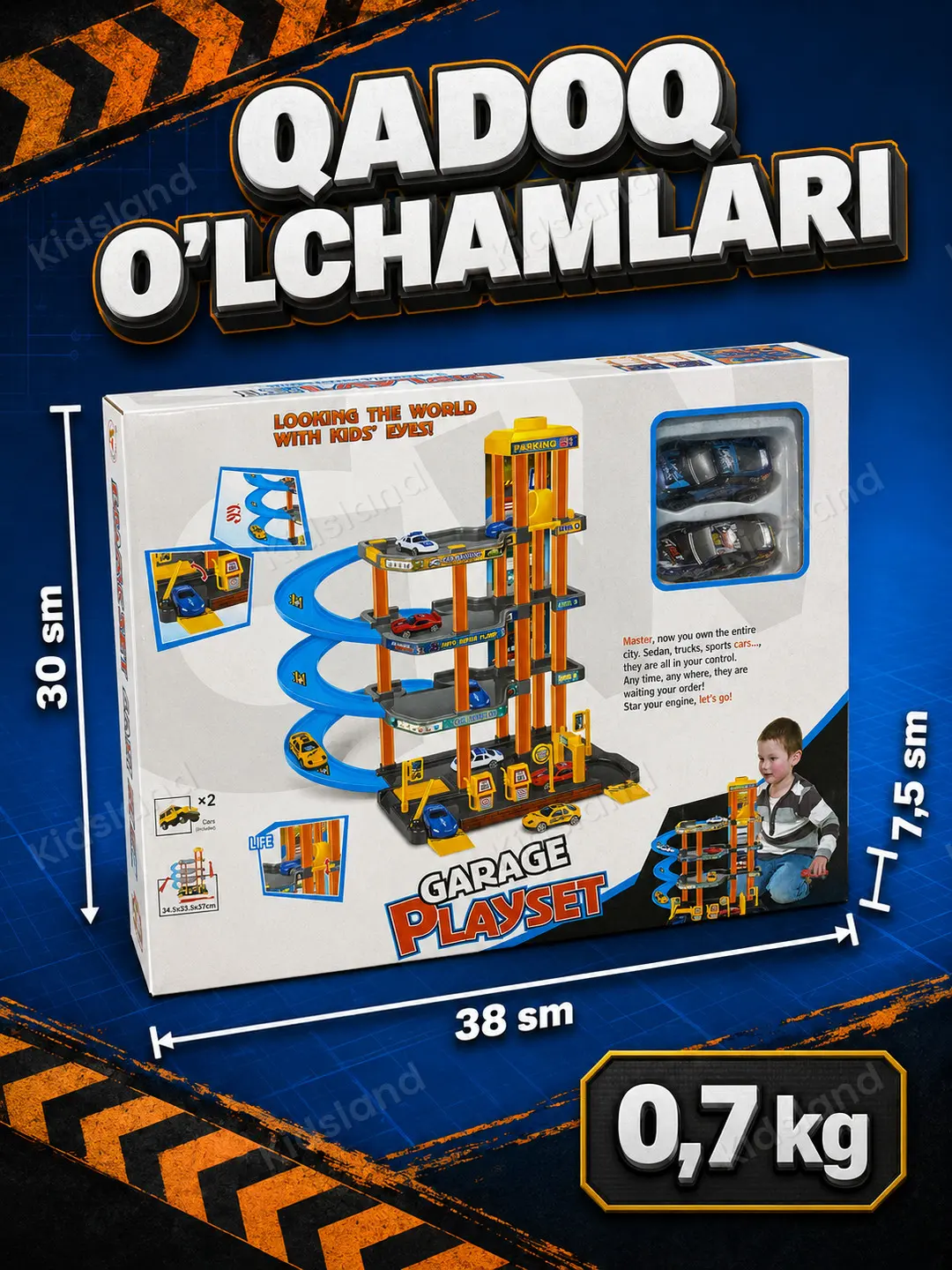 Bolalar o'yin to'plami Parking-garaj Guang Wei, 4 qavatli, lift va 2 ta mashina bilan — 4-rasm