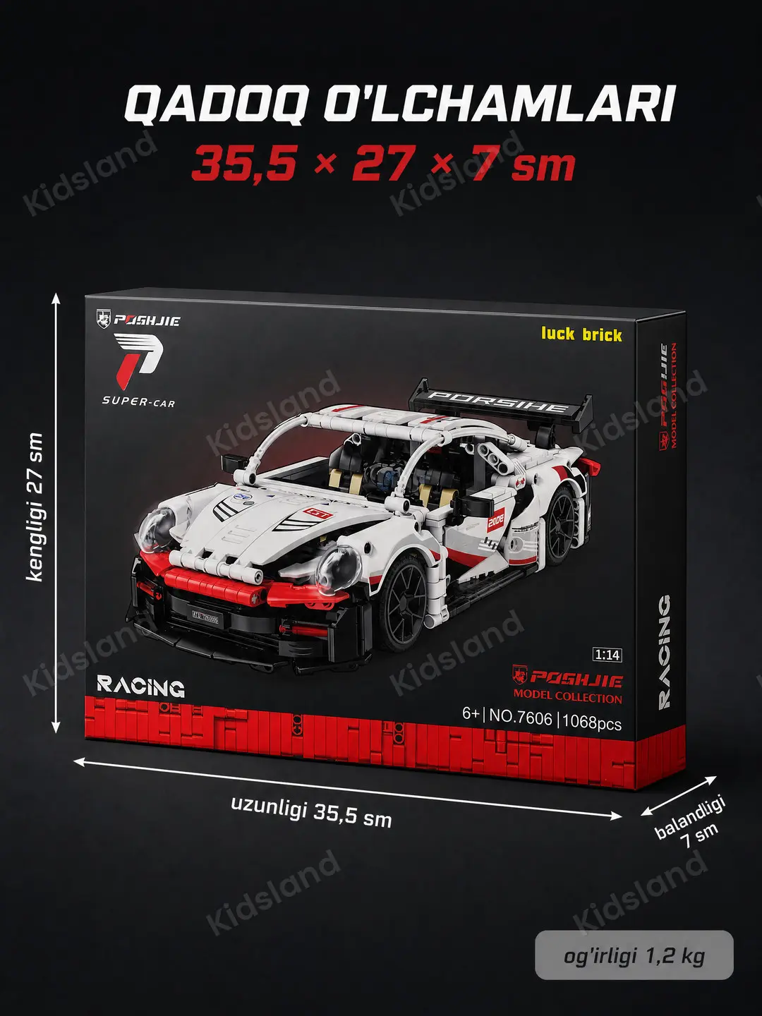 Konstruktor Sportkar 1:14, poyga superkari, 1068 detal, 36 sm model, 6+ — 12-rasm