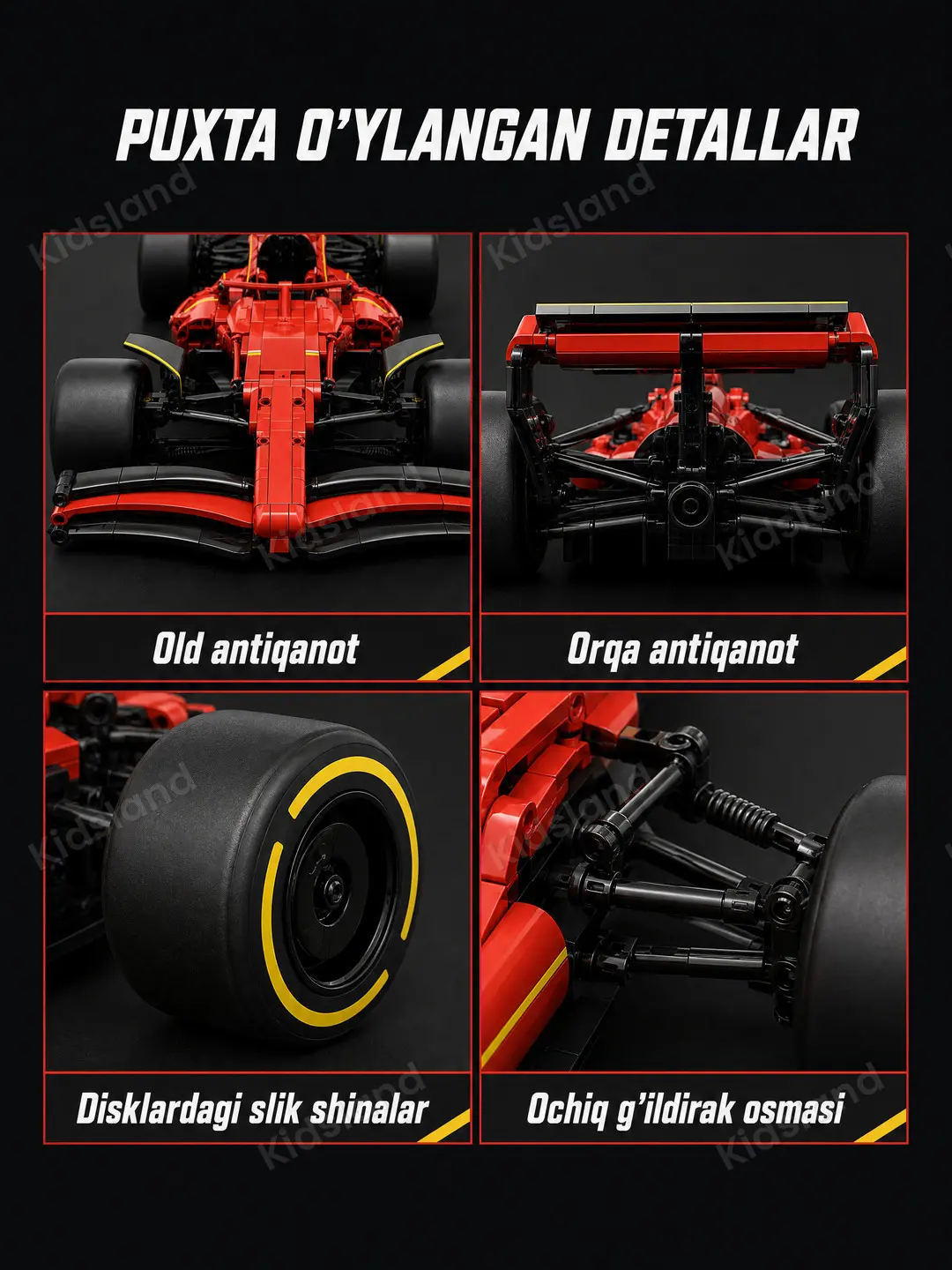Radioboshqariladigan konstruktor Formula-1 bolidi Luck Brick, 1:10 masshtab, 1088 detallar — 10-rasm